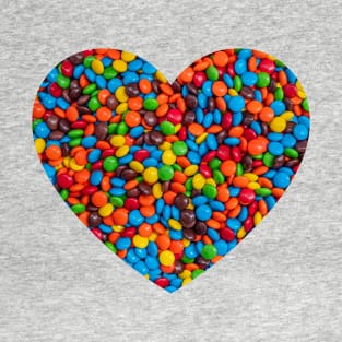 Colorful Candy-Coated Chocolate Heart Photograph T-Shirt